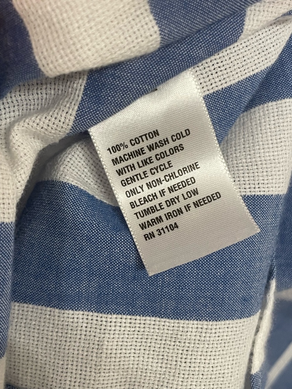100% Cotton Crown & Ivy Blue & White Stripe Button Front Shirt | Coastal - Picture 5 of 5